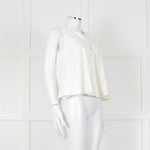 Kenzo White Sleeveless Embroidered Circle Print Blouse With Shoulder Buttons