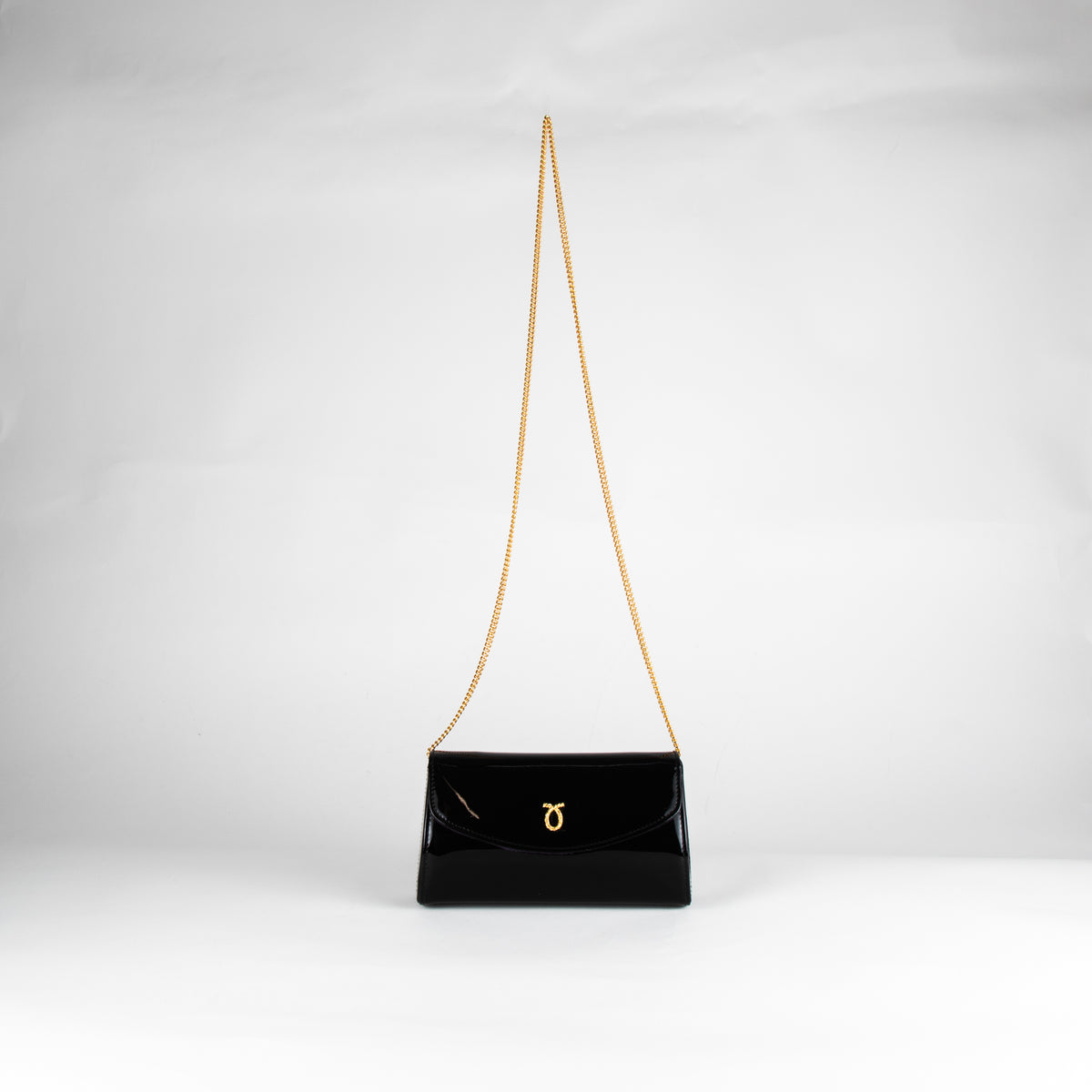 Launer London Black Patent Tosca Clutch Bag