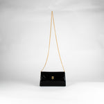 Launer London Black Patent Tosca Clutch Bag