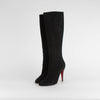 Christian Louboutin Black Suede Heeled Knee Boots