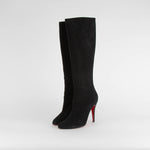 Christian Louboutin Black Suede Heeled Knee Boots
