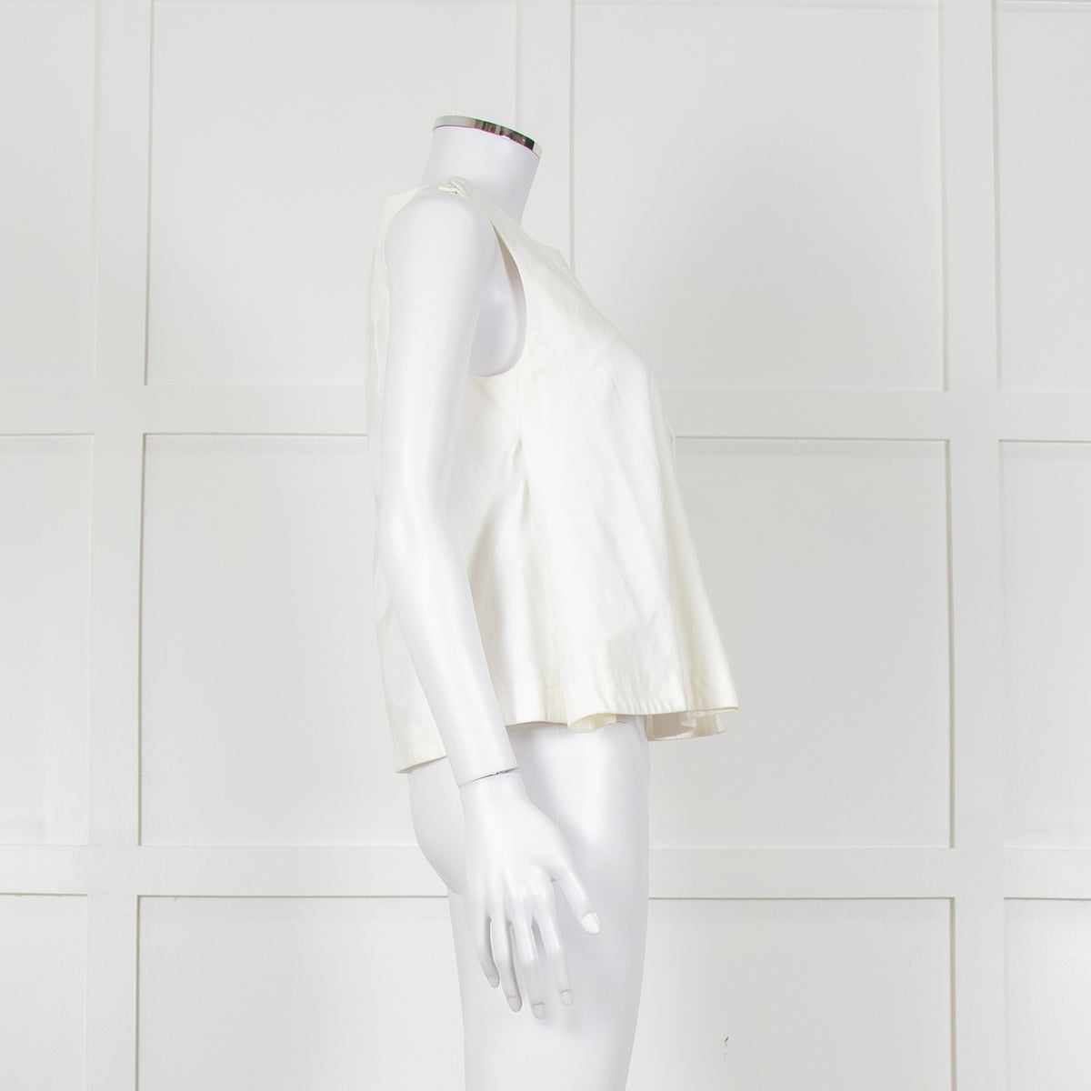 Kenzo White Sleeveless Embroidered Circle Print Blouse With Shoulder Buttons