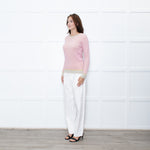 Jonathan Saunders Beige Pink Waffled Cotton Sweater