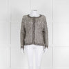 Bruno Manetti Beige and Black Metallic Open Weave Cardigan