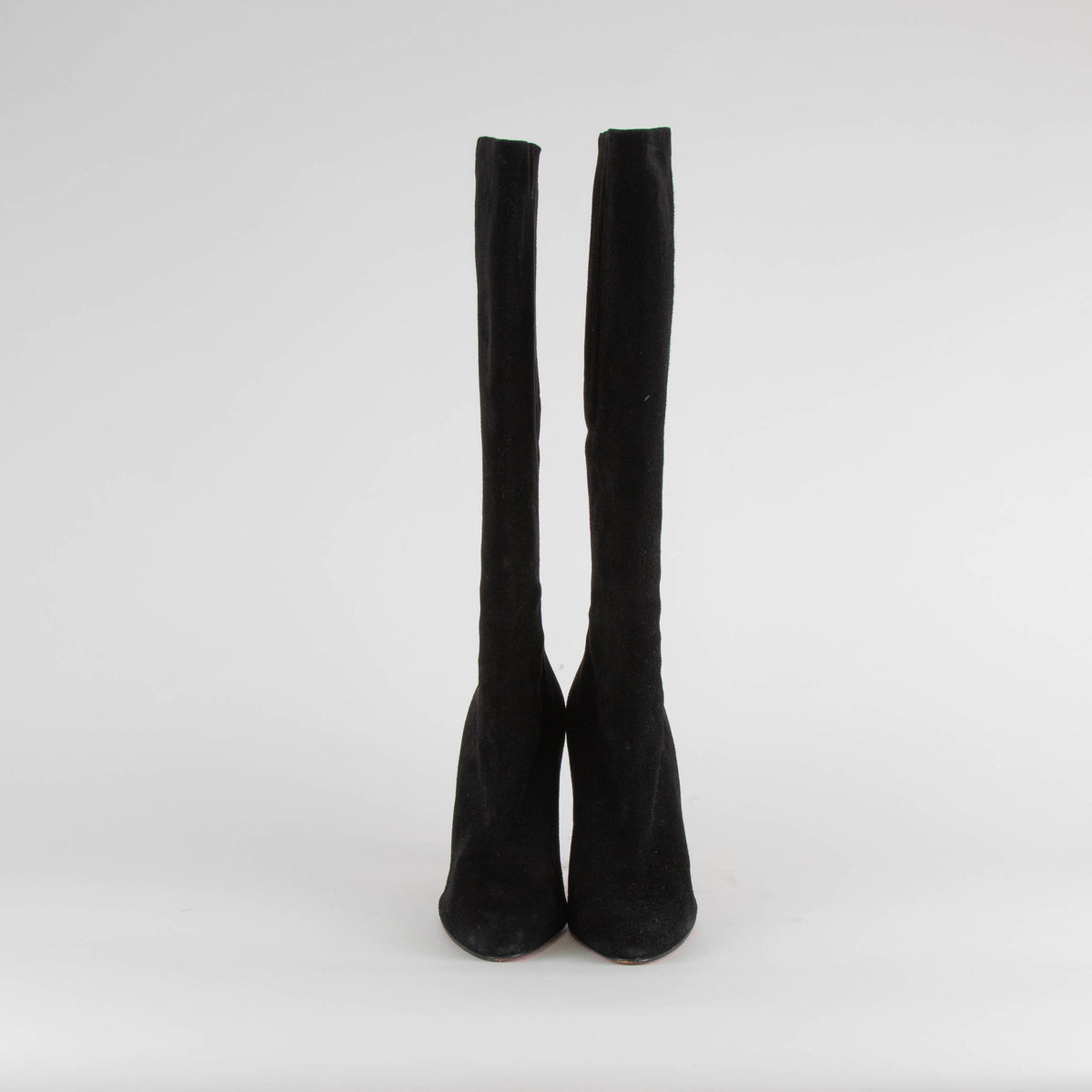 Christian Louboutin Black Suede Heeled Knee Boots