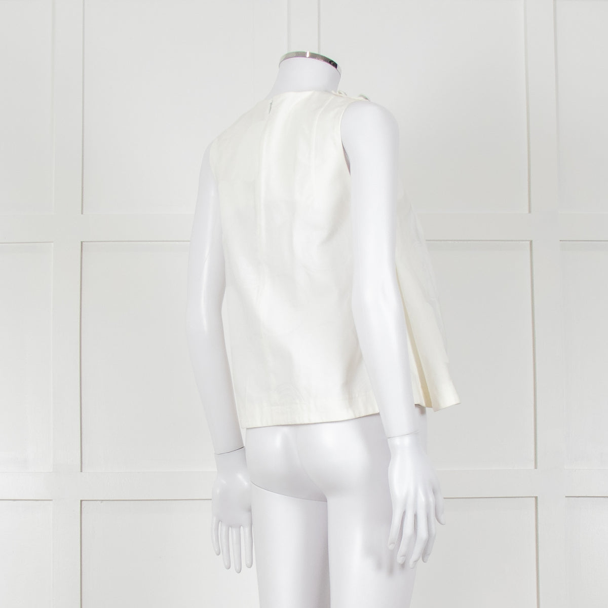 Kenzo White Sleeveless Embroidered Circle Print Blouse With Shoulder Buttons