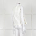 Kenzo White Sleeveless Embroidered Circle Print Blouse With Shoulder Buttons