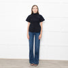 Acne Navy Ribbed Cotton Fitted Top
