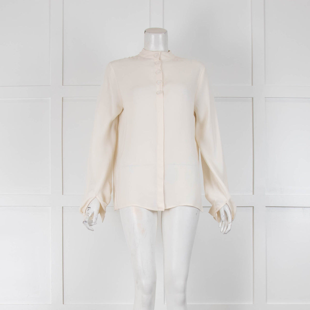 Machka Cream High Neck Back Button Blouse