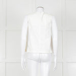 Kenzo White Sleeveless Embroidered Circle Print Blouse With Shoulder Buttons