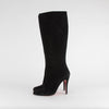 Christian Louboutin Black Suede Heeled Knee Boots