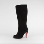 Christian Louboutin Black Suede Heeled Knee Boots