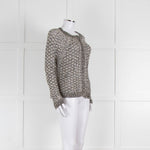 Bruno Manetti Beige and Black Metallic Open Weave Cardigan
