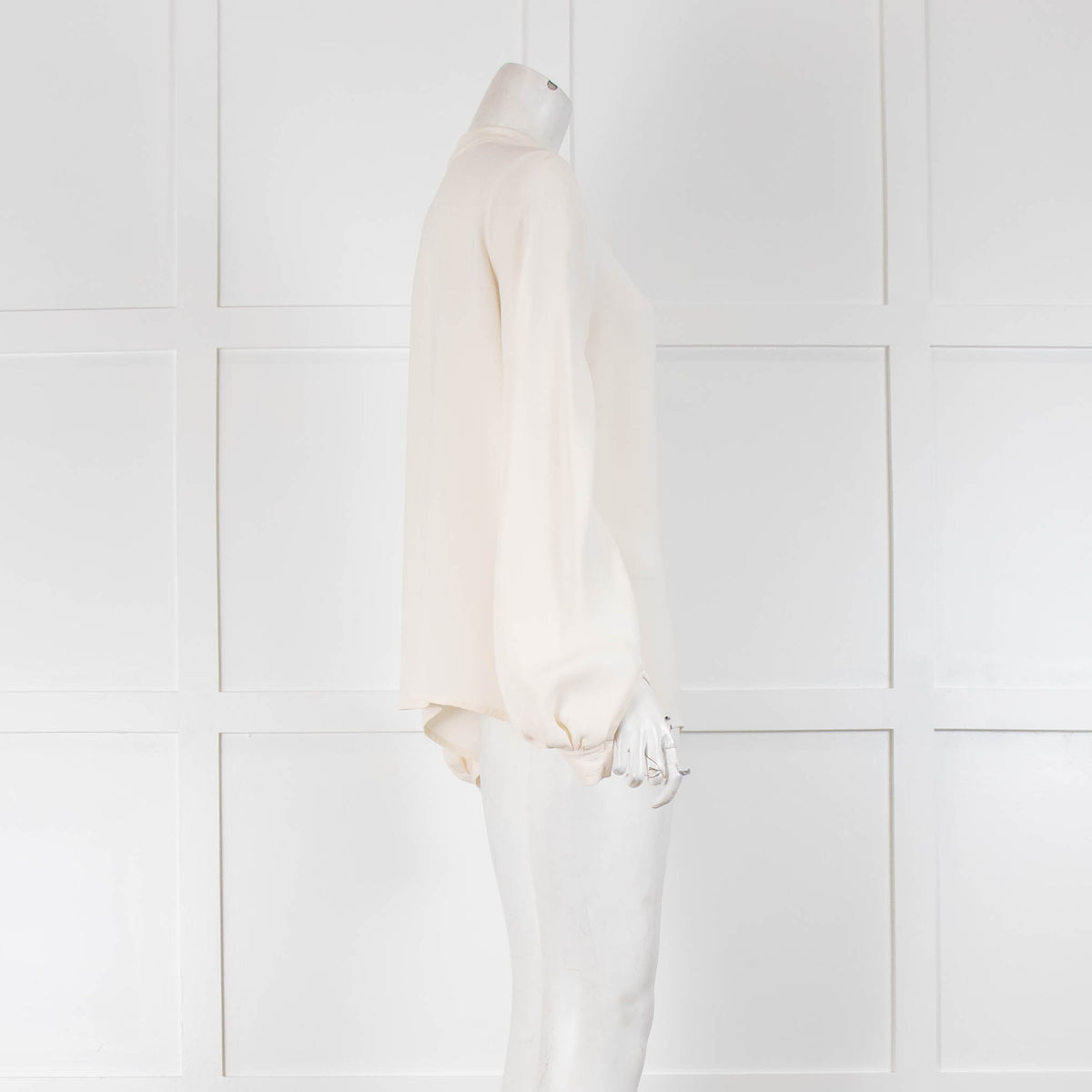 Machka Cream High Neck Back Button Blouse