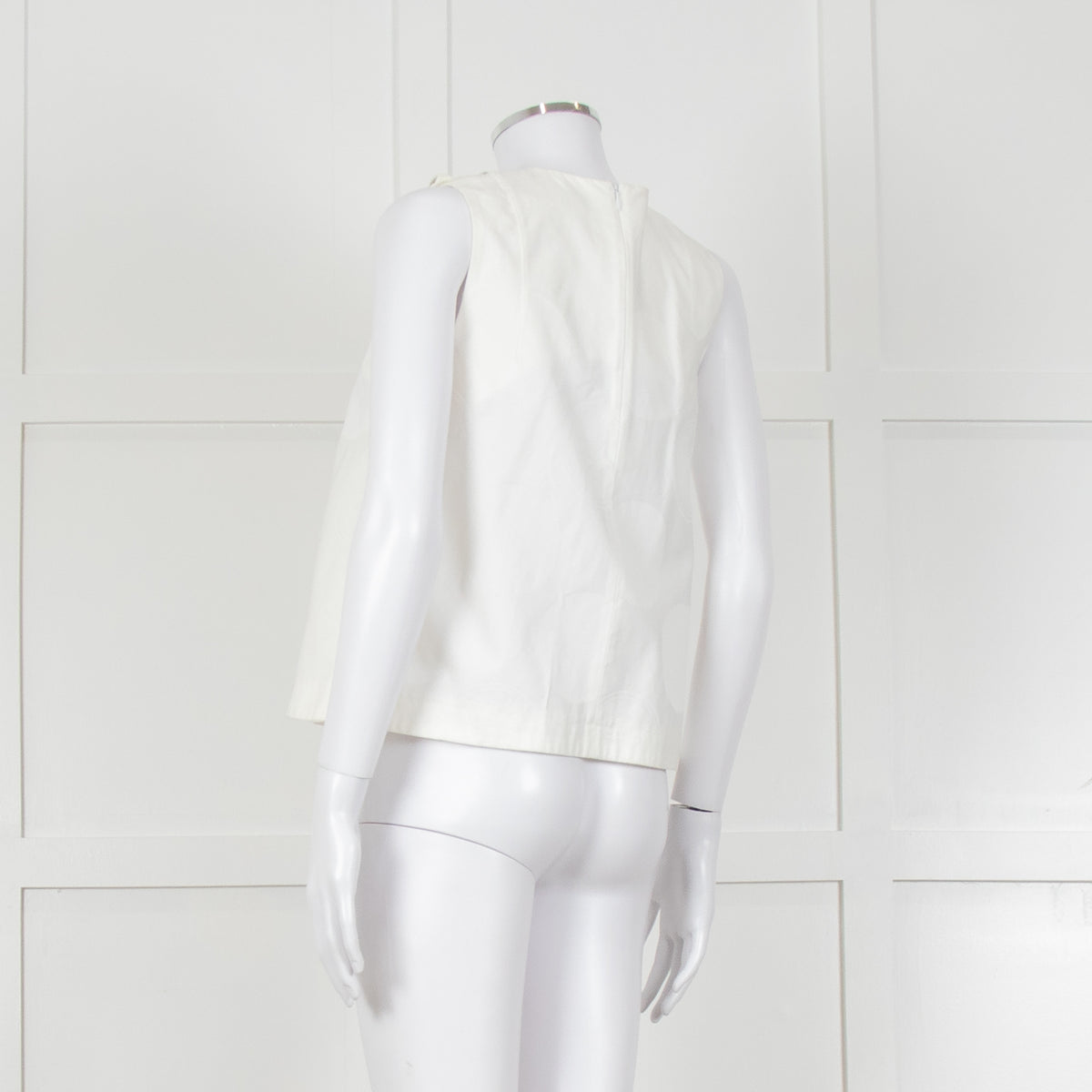Kenzo White Sleeveless Embroidered Circle Print Blouse With Shoulder Buttons