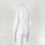 Kenzo White Sleeveless Embroidered Circle Print Blouse With Shoulder Buttons