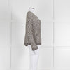 Bruno Manetti Beige and Black Metallic Open Weave Cardigan