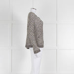 Bruno Manetti Beige and Black Metallic Open Weave Cardigan