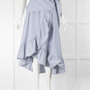 Maje Blue Striped Cotton Wrap Frill Trim Skirt
