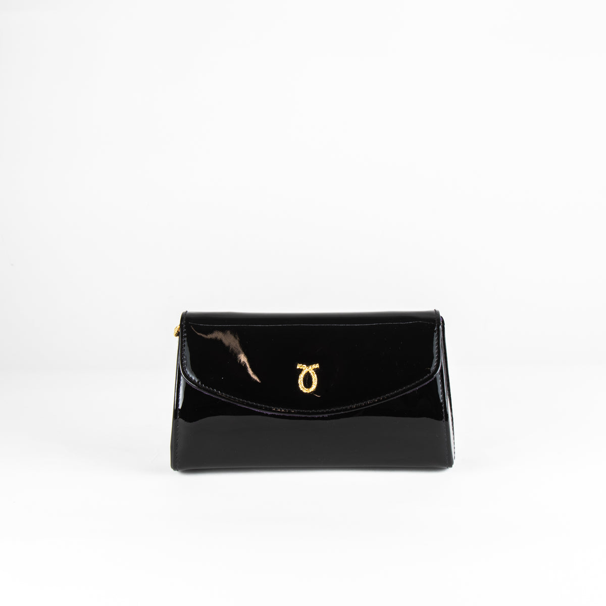 Launer London Black Patent Tosca Clutch Bag