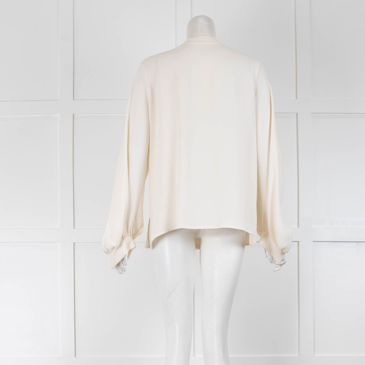 Machka Cream High Neck Back Button Blouse