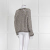 Bruno Manetti Beige and Black Metallic Open Weave Cardigan