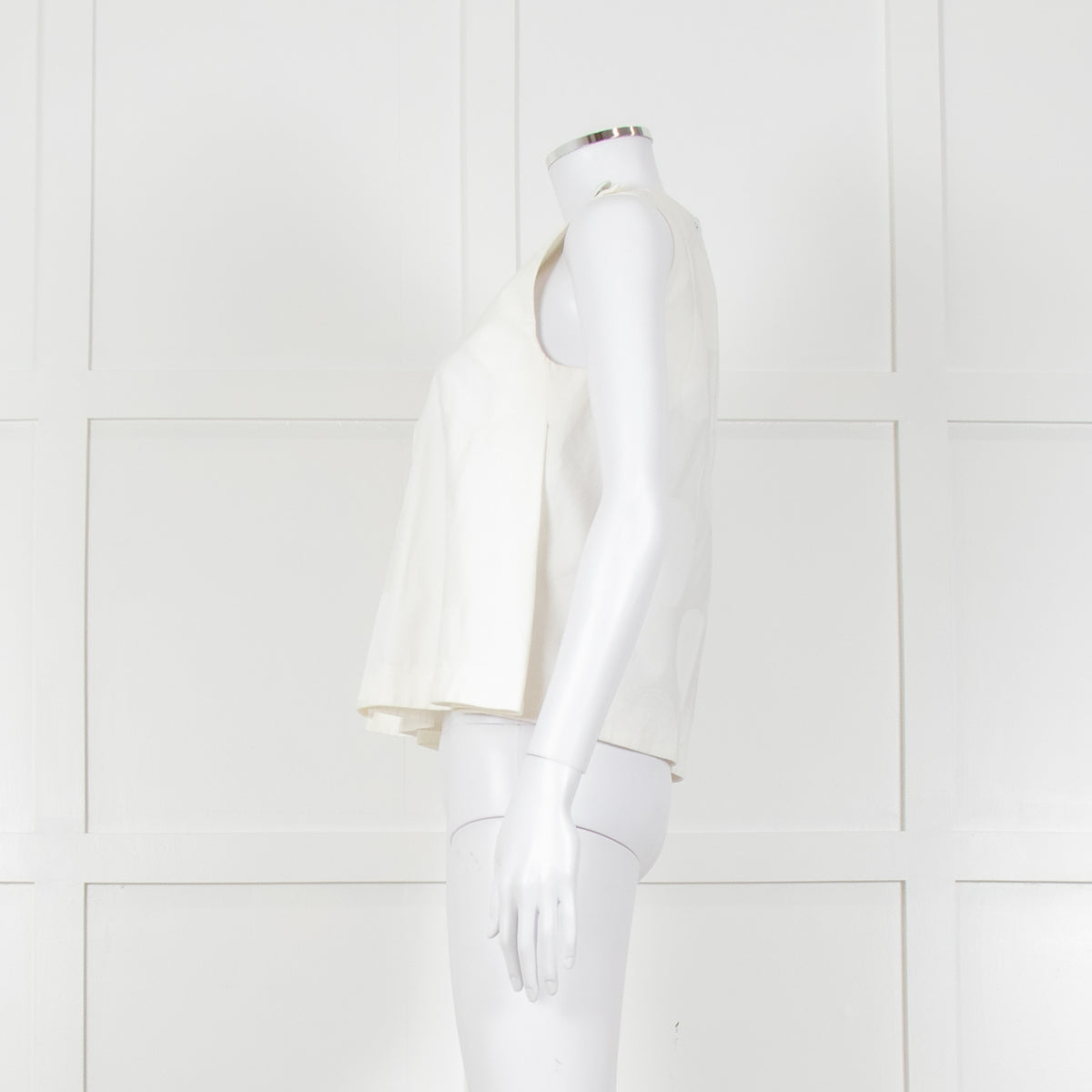Kenzo White Sleeveless Embroidered Circle Print Blouse With Shoulder Buttons