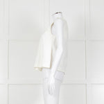 Kenzo White Sleeveless Embroidered Circle Print Blouse With Shoulder Buttons