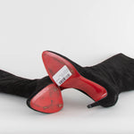 Christian Louboutin Black Suede Heeled Knee Boots