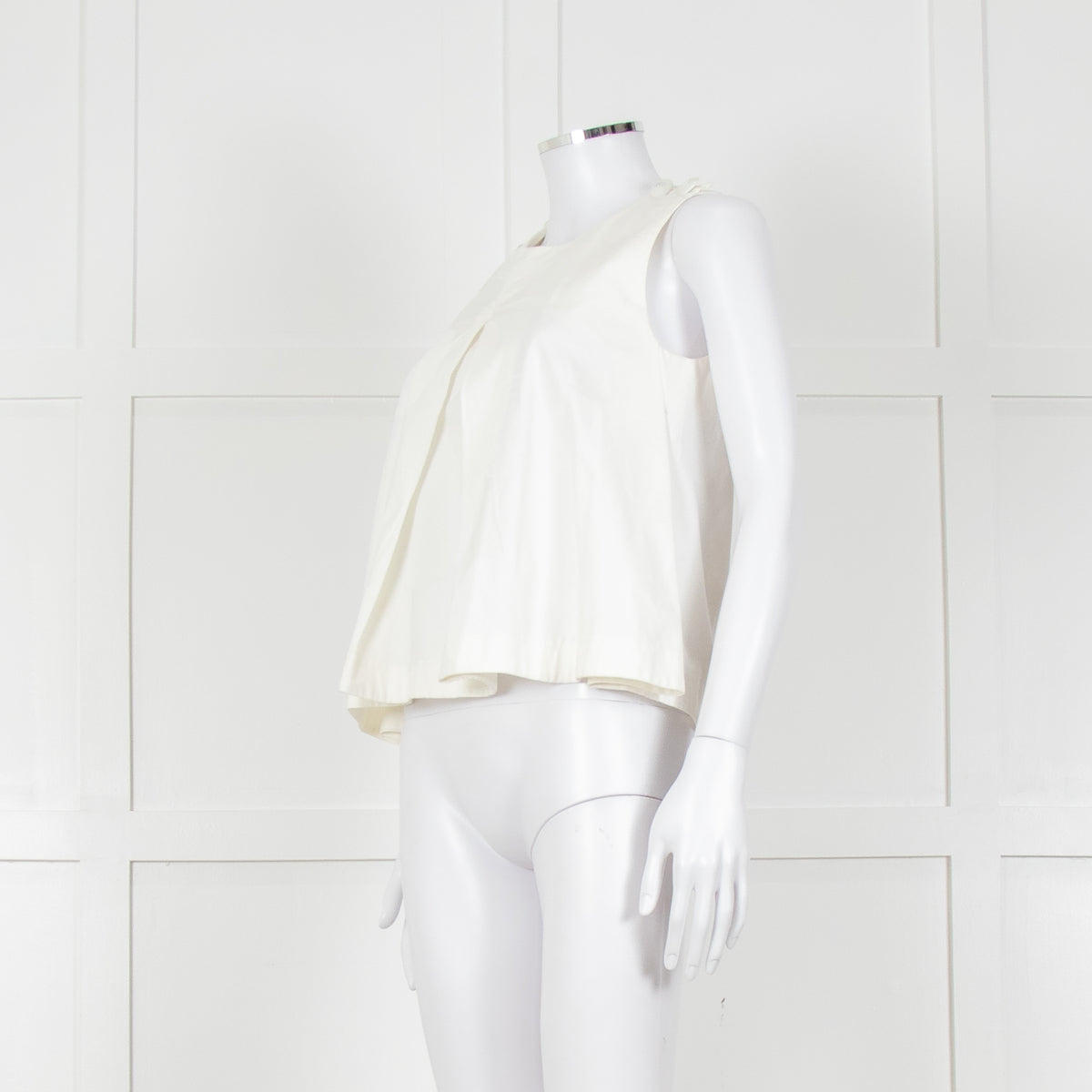 Kenzo White Sleeveless Embroidered Circle Print Blouse With Shoulder Buttons