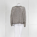 Bruno Manetti Beige and Black Metallic Open Weave Cardigan