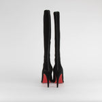 Christian Louboutin Black Suede Heeled Knee Boots
