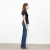 Acne Navy Ribbed Cotton Fitted Top