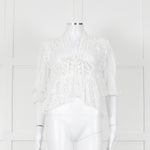 Iro Ruffled Lace V Neck Lace Tie Front Blouse