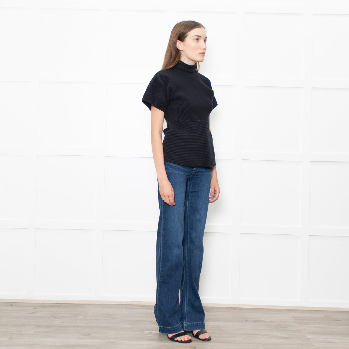 Acne Navy Ribbed Cotton Fitted Top