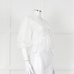 Iro Ruffled Lace V Neck Lace Tie Front Blouse