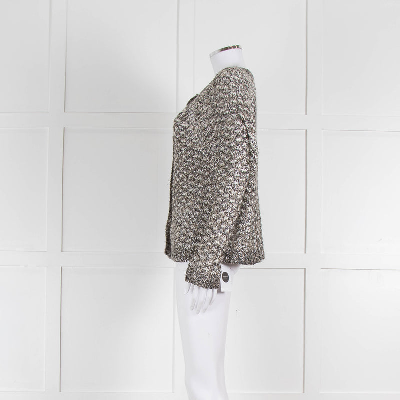 Bruno Manetti Beige and Black Metallic Open Weave Cardigan