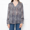 Riani Black White Animal Print Black Ribbon Detail Blouse