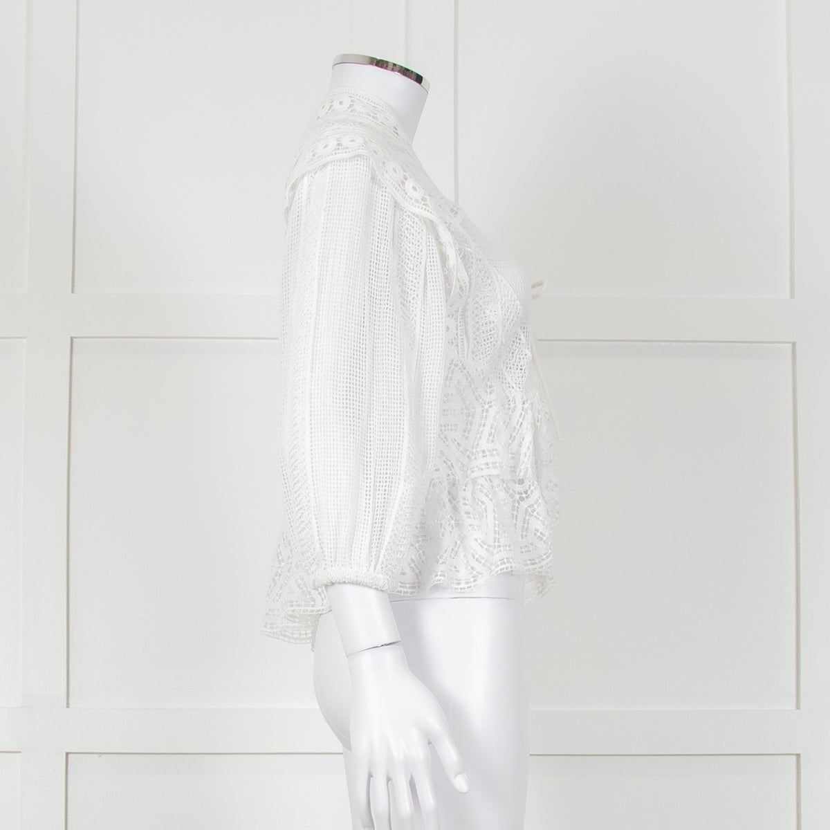 Iro Ruffled Lace V Neck Lace Tie Front Blouse