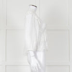 Iro Ruffled Lace V Neck Lace Tie Front Blouse