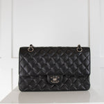 Chanel Black Timeless Classic Silver Hardware Caviar Medium  Handbag