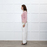 Jonathan Saunders Beige Pink Waffled Cotton Sweater