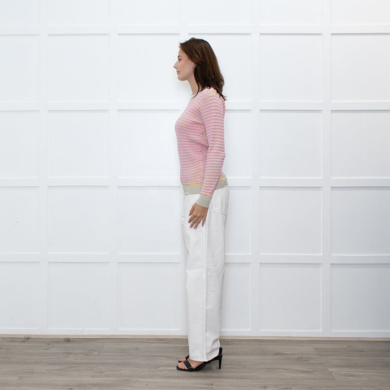 Jonathan Saunders Beige Pink Waffled Cotton Sweater