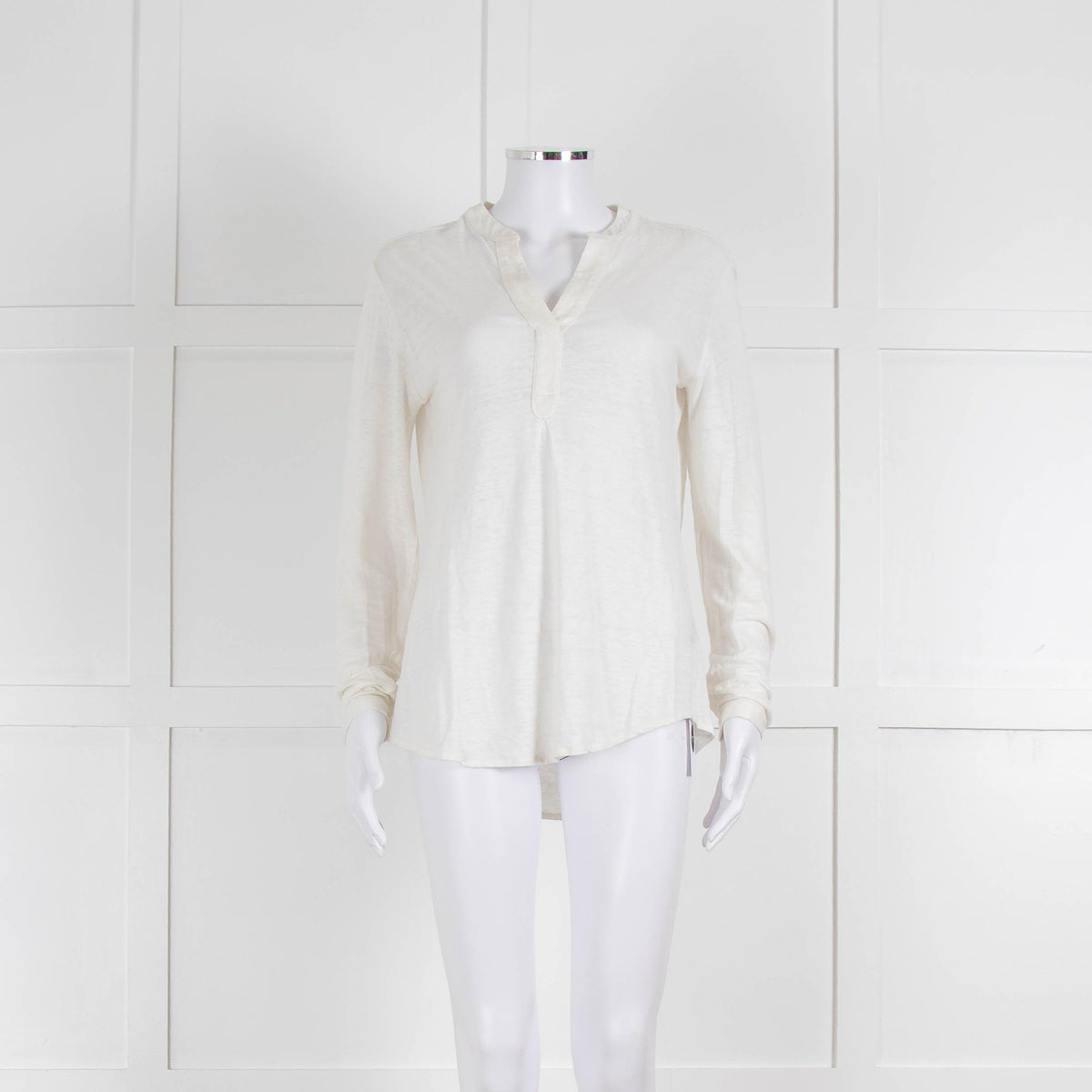 Bruno Manetti Cream Linen Slub Long Sleeve Top