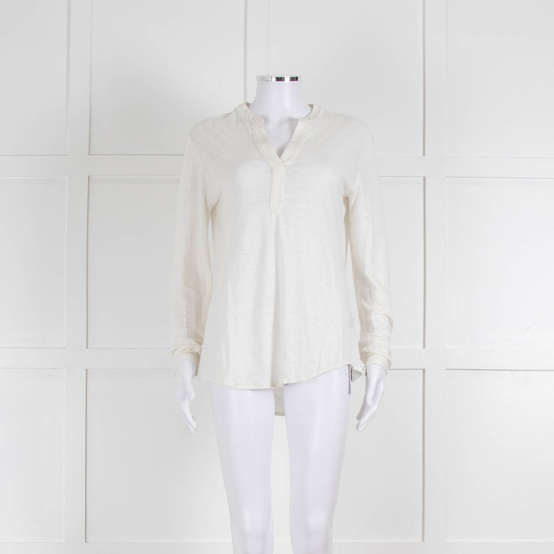 Bruno Manetti Cream Linen Slub Long Sleeve Top