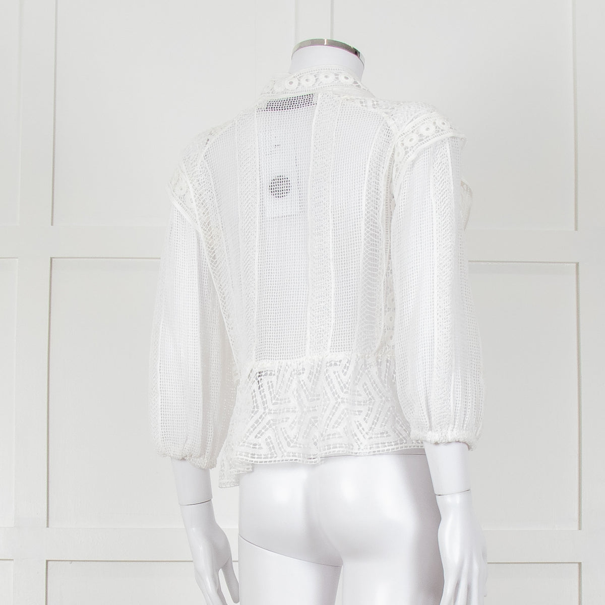 Iro Ruffled Lace V Neck Lace Tie Front Blouse