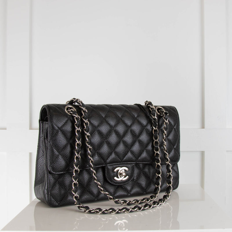 Chanel Black Timeless Classic Silver Hardware Caviar Medium  Handbag
