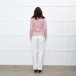 Jonathan Saunders Beige Pink Waffled Cotton Sweater