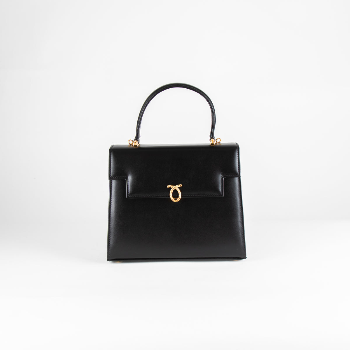 Launer London Black Leather Traviata Handbag