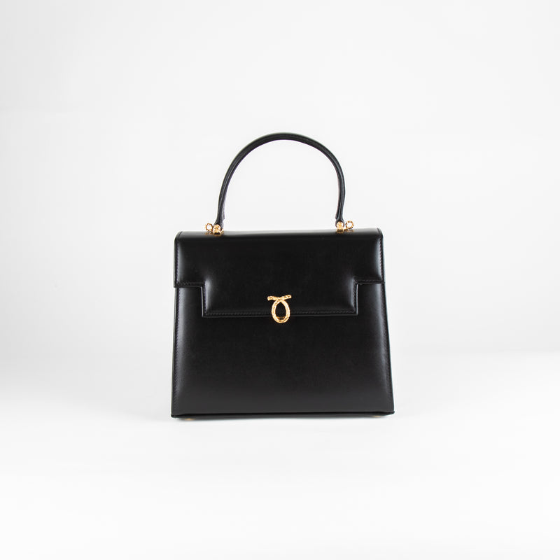 Launer London Black Leather Traviata Handbag